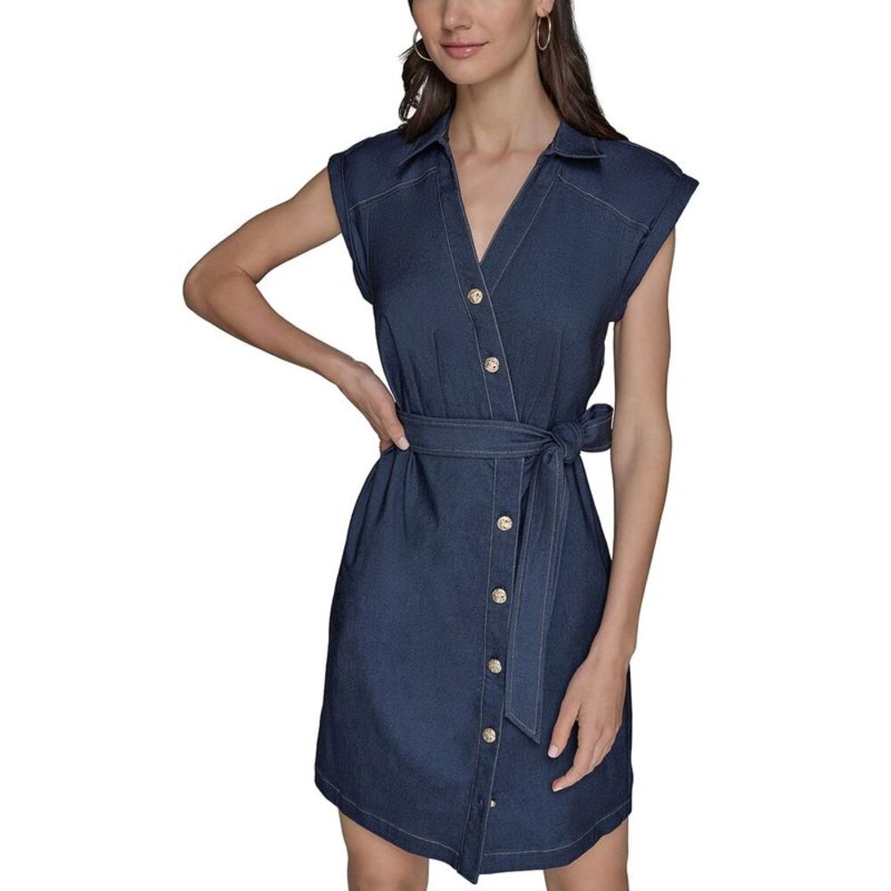 Karl Lagerfeld Paris Womens Denim Millennium Shirtdress 6 Indigo - NWT